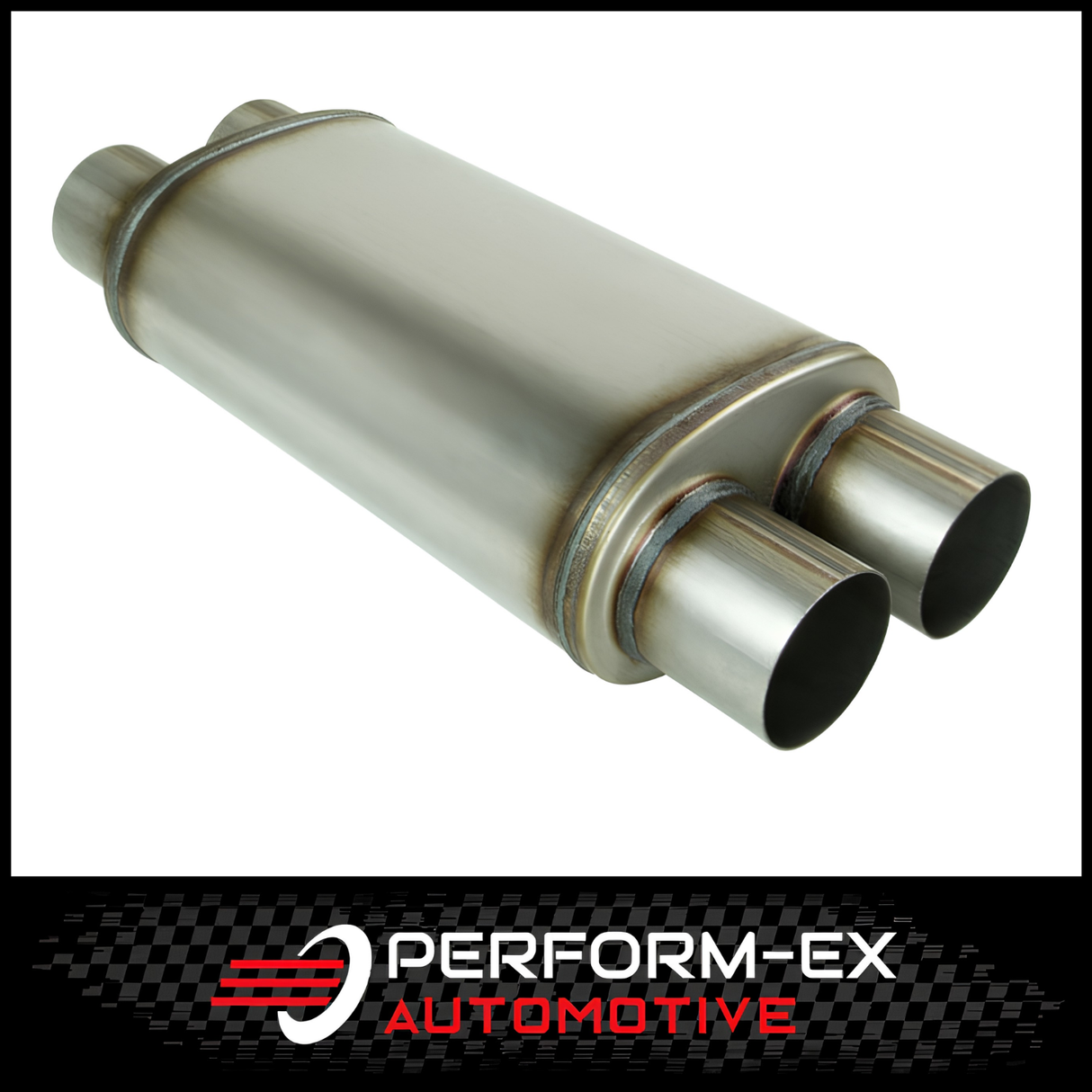UNIVERSAL 409 STAINLESS STEEL MUFFLER 3" DUAL IN/OUT - 8" X 5" X 14" LONG OVAL - MEGA FLOW (D826X-409)