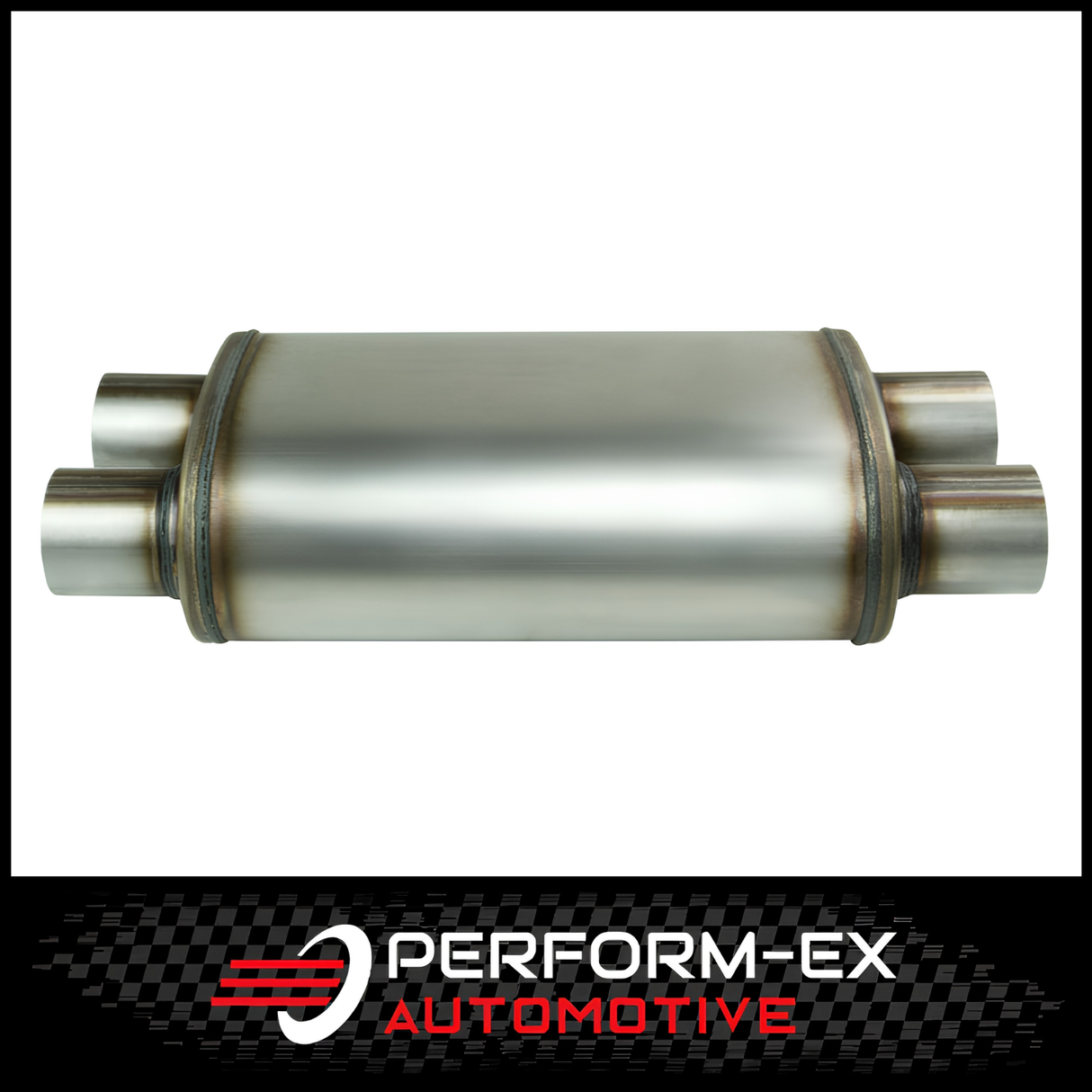 UNIVERSAL 409 STAINLESS STEEL MUFFLER 3" DUAL IN/OUT - 8" X 5" X 14" LONG OVAL - MEGA FLOW (D826X-409)