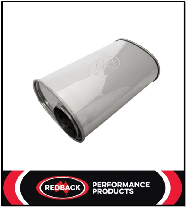 9" X 5" OVAL 14" LONG 3.5" O/C MEGA POWER 304 STAINLESS STEEL UNIVERSAL MUFFLER (D927MN-304)