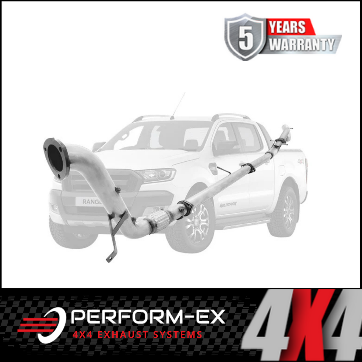 PERFORM-EX 3" STAINLESS STEEL TURBO BACK EXHAUST SYSTEM (DPF DELETE) FITS FORD RANGER PX 3.2L 5CYL 2016-2022 - NO CAT/HOTDOG