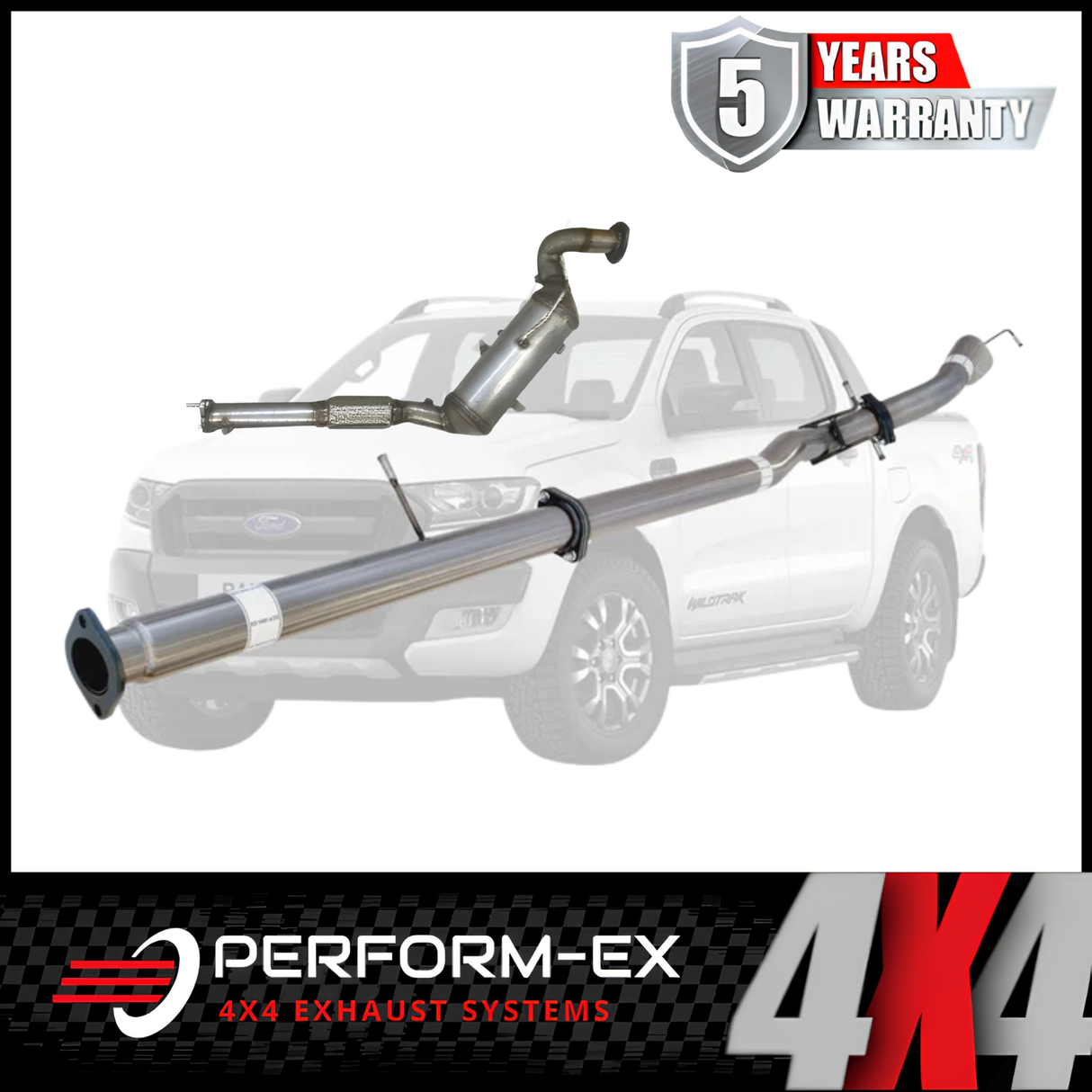 PERFORM-EX 3" STAINLESS STEEL TURBO BACK EXHAUST SYSTEM WITH DPF DUMMY FITS FORD RANGER PX 3.2L TD 10/2016-5/2022