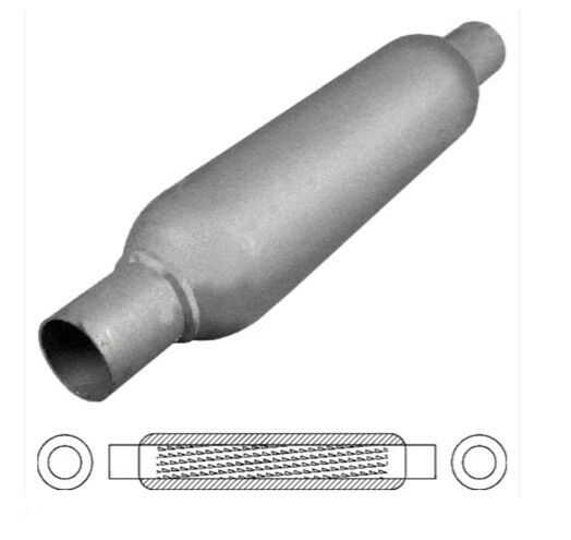 12" LONG X 2.5" 63MM IN/OUT REDBACK LOUVERED HOTDOG EXHAUST (HD12250)