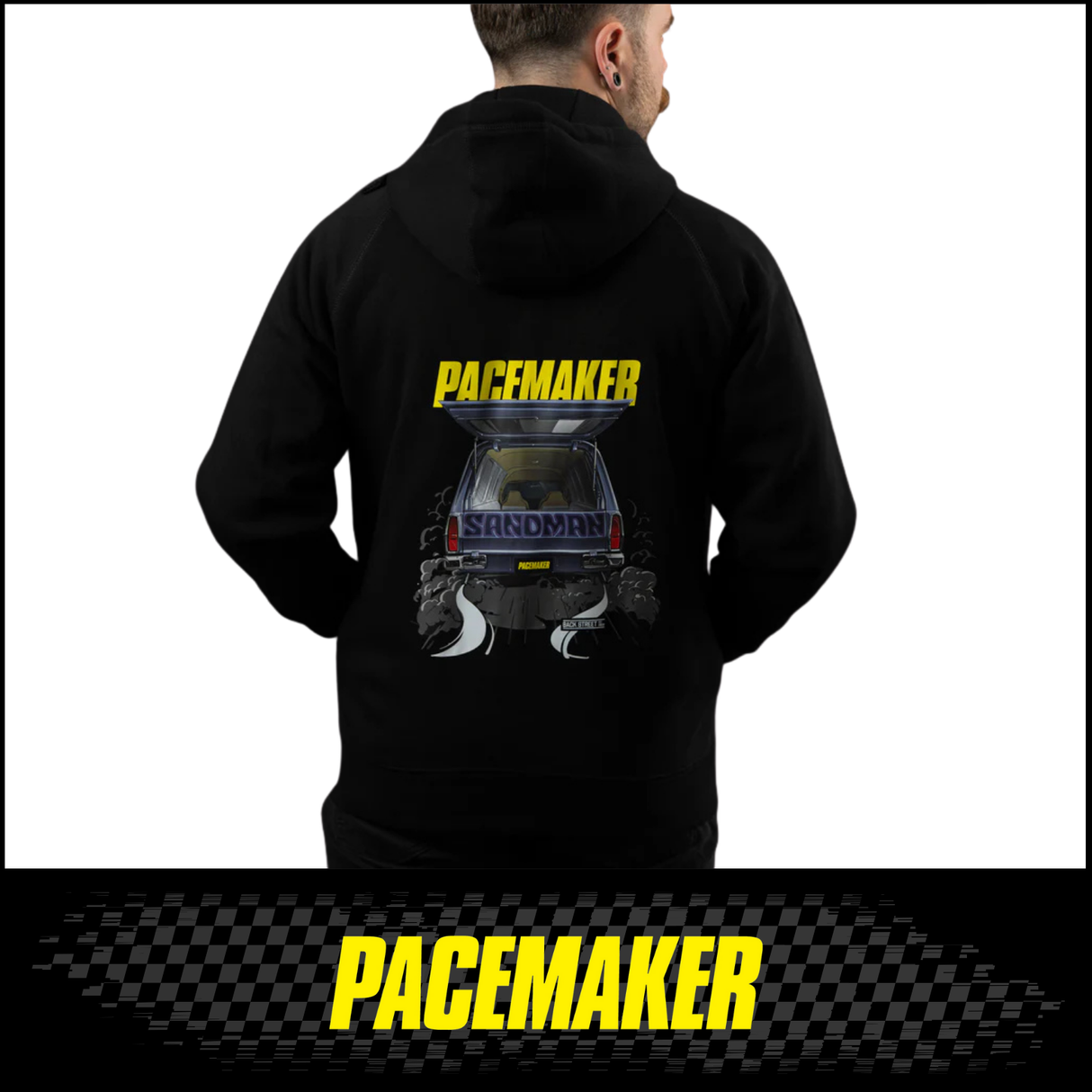 BLACK PACEMAKER HOODIE FEATURING 1977 HOLDEN HX SANDMAN IN ROYAL PLUM