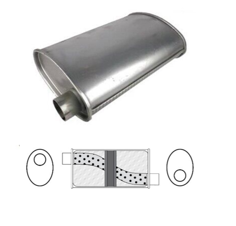 8" X 4" OVAL 14" LONG 2.5" O/O GLASS PACKED REDBACK UNIVERSAL MUFFLER (J728GPC)