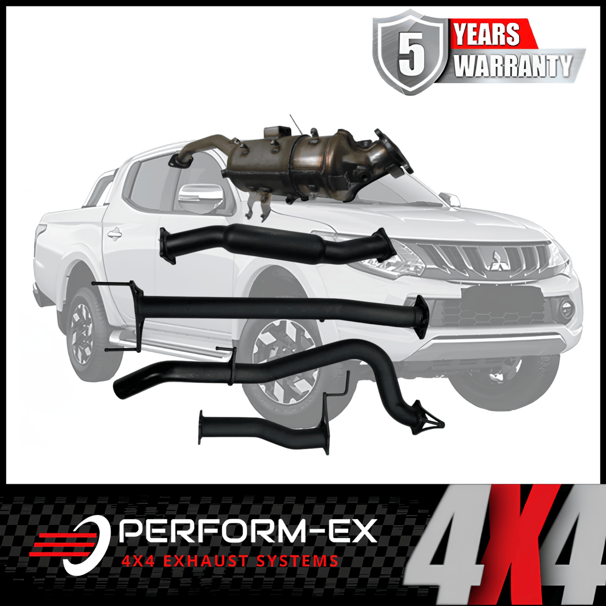 PERFORM-EX 3" TURBO BACK EXHAUST SYSTEM WITH DPF DUMMY FITS MITSUBISHI TRITON MQ MR 2.4L 4N15 4CYL 3/2015-12/2023 - HOTDOG (MI252-HO-179)
