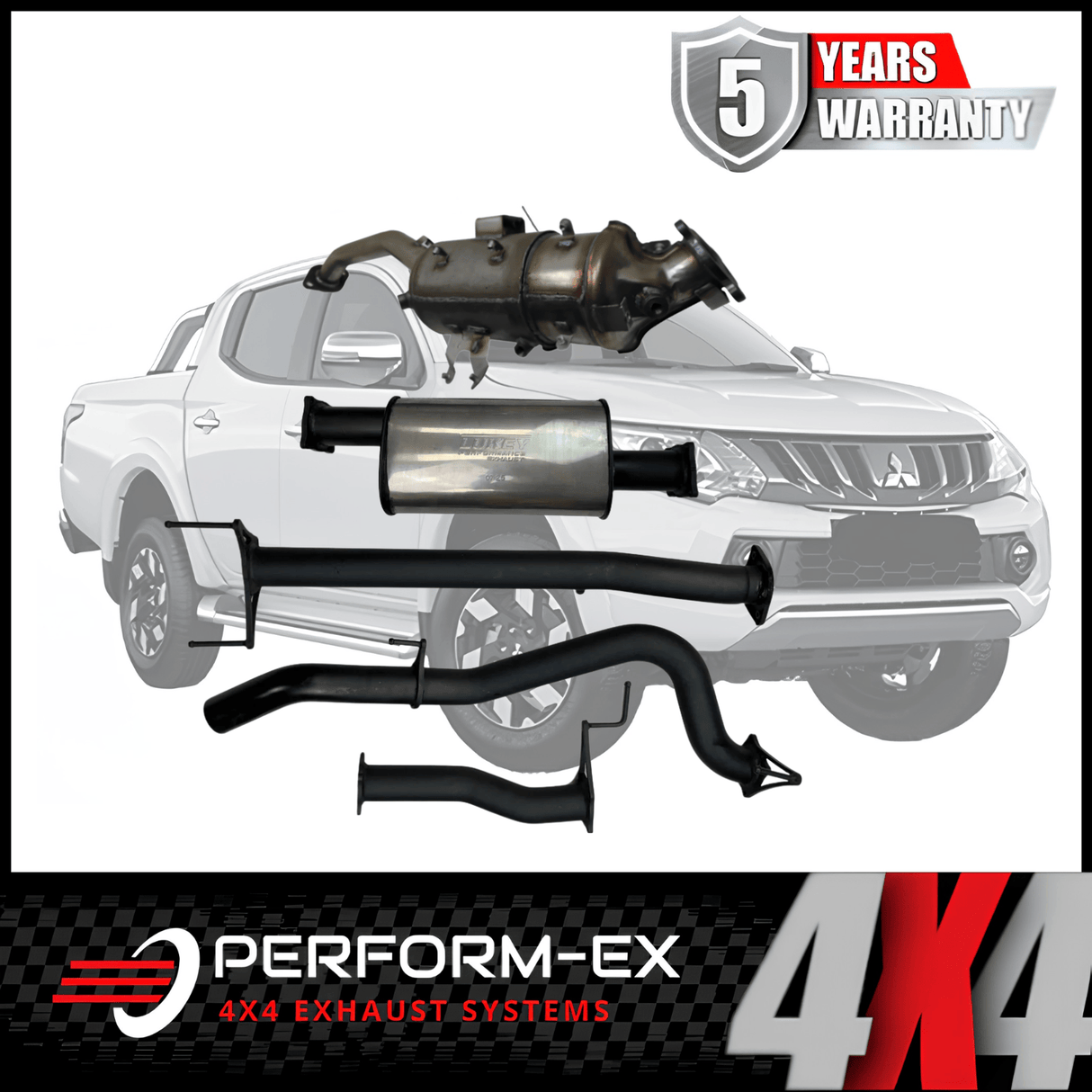 PERFORM-EX 3" TURBO BACK EXHAUST SYSTEM WITH DPF DUMMY FITS MITSUBISHI TRITON MQ MR 2.4L 4N15 4CYL 3/2015-12/2023 - MUFFLER (MI252-MO-179)