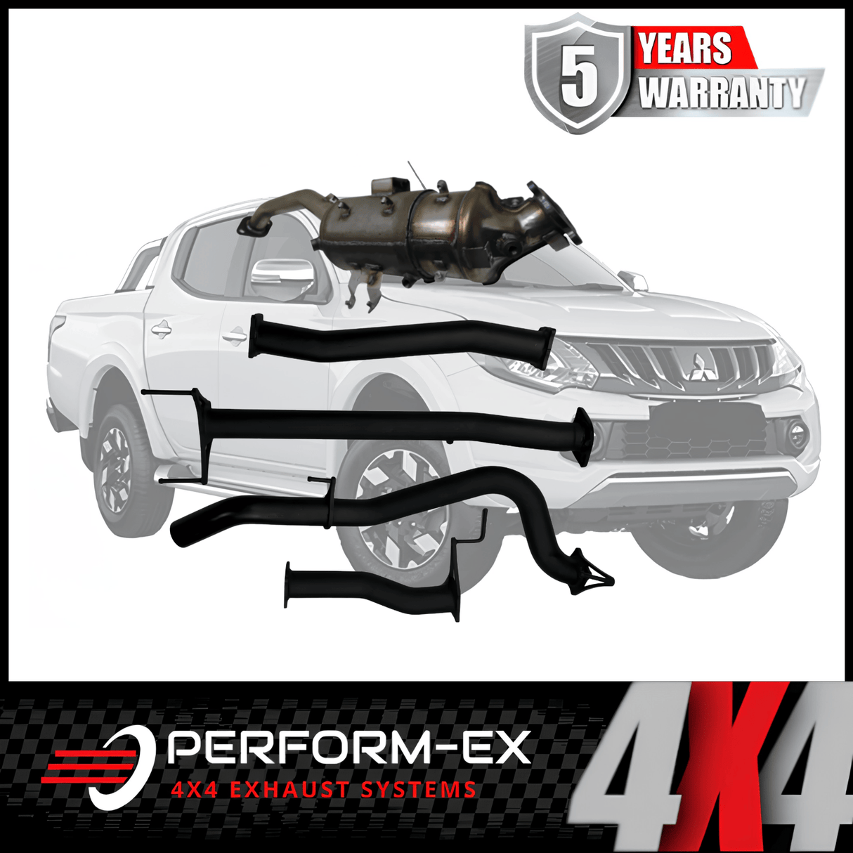 PERFORM-EX 3" TURBO BACK EXHAUST SYSTEM WITH DPF DUMMY FITS MITSUBISHI TRITON MQ MR 2.4L 4N15 4CYL 3/2015-12/2023 - PIPE ONLY (MI252-PO-179)