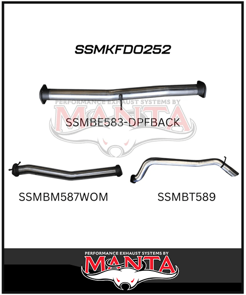 MANTA 3" DPF BACK EXHAUST SYSTEM FITS FORD RANGER PXII PXIII 3.2L 10/2016-2022