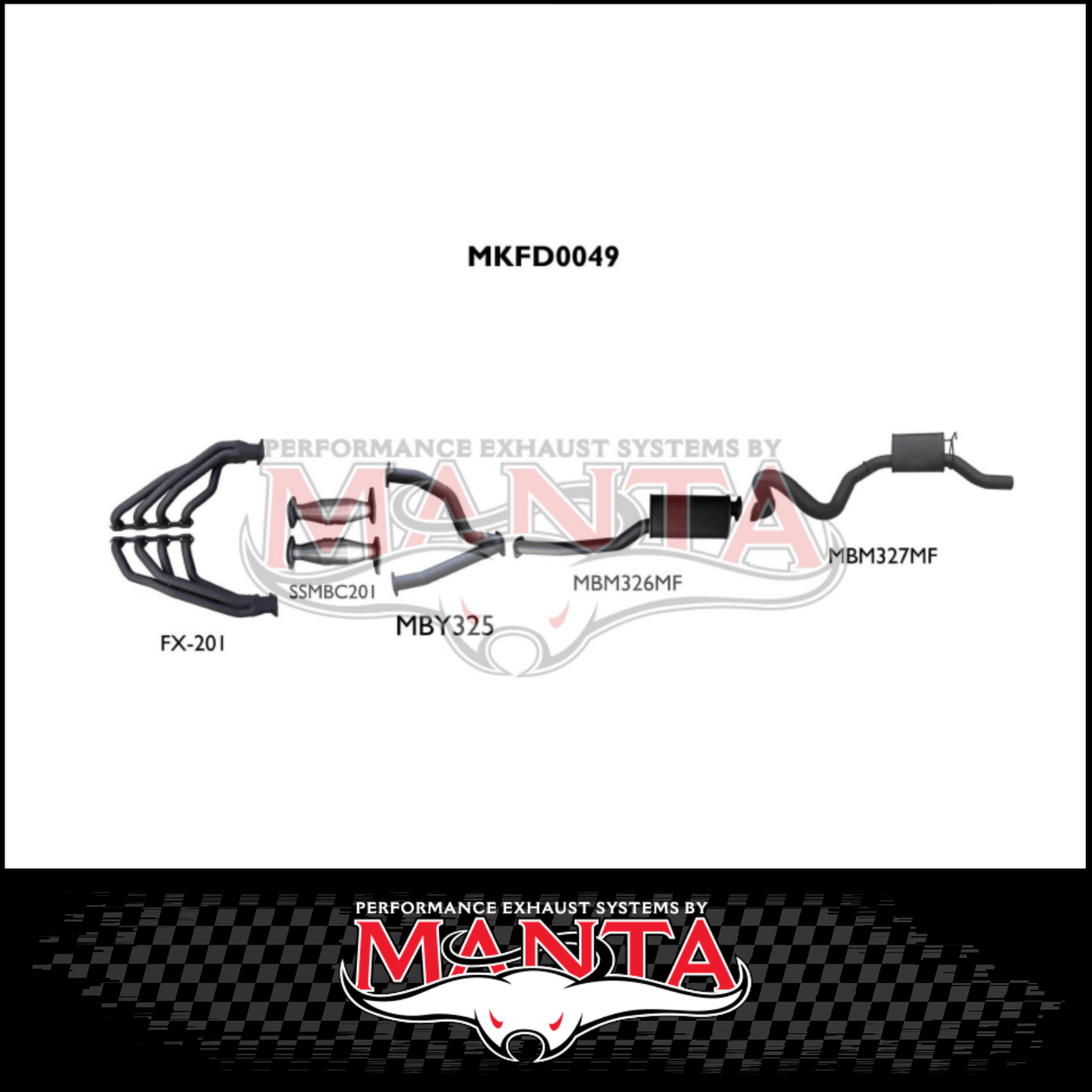Manta Engine Back Exhaust System suits Ford Falcon AU 5.0L V8 XR8 Sedan Live Axle - Muffler/Muffler (MKFD0049)