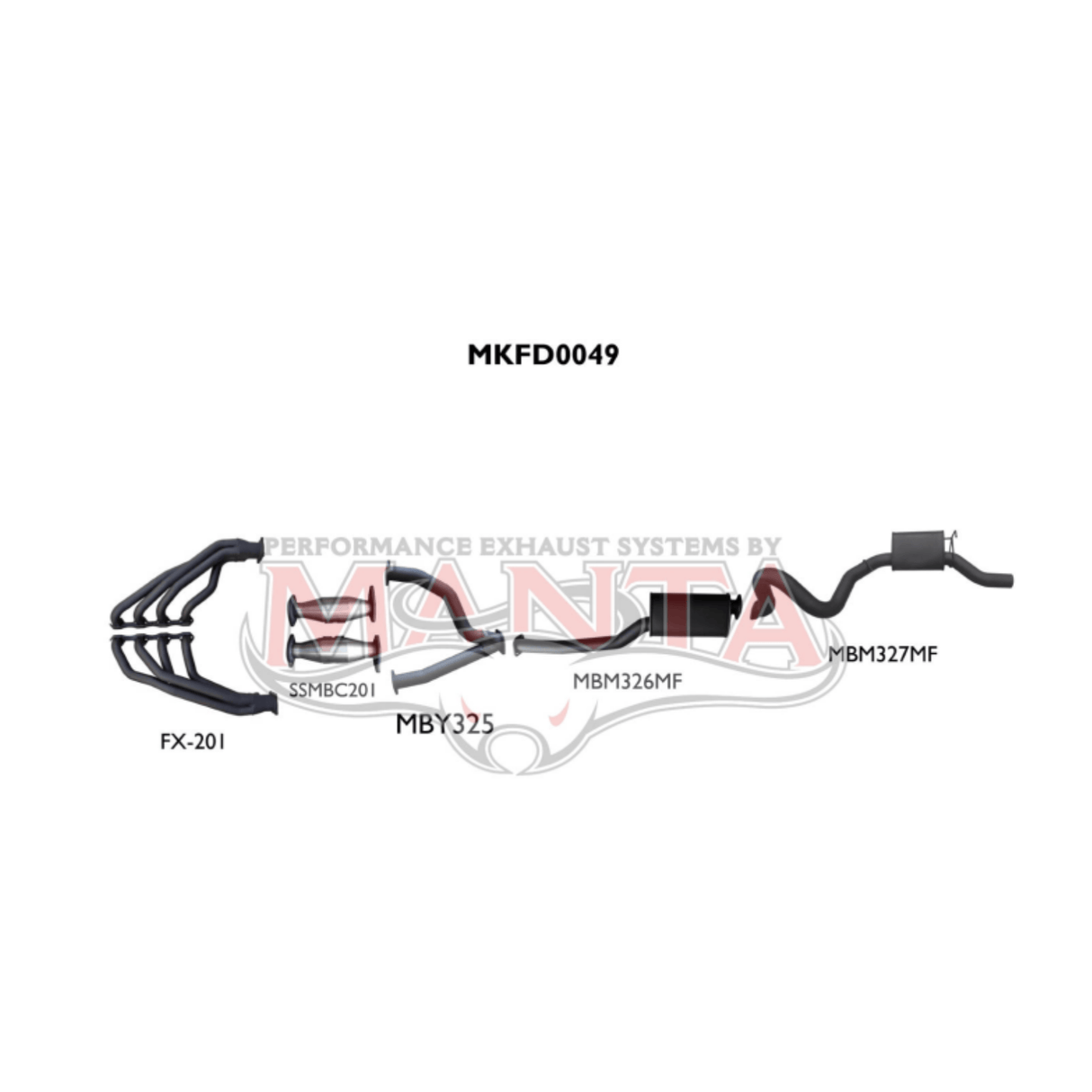 Manta Engine Back Exhaust System suits Ford Falcon AU 5.0L V8 XR8 Sedan Live Axle - Muffler/Muffler (MKFD0049)