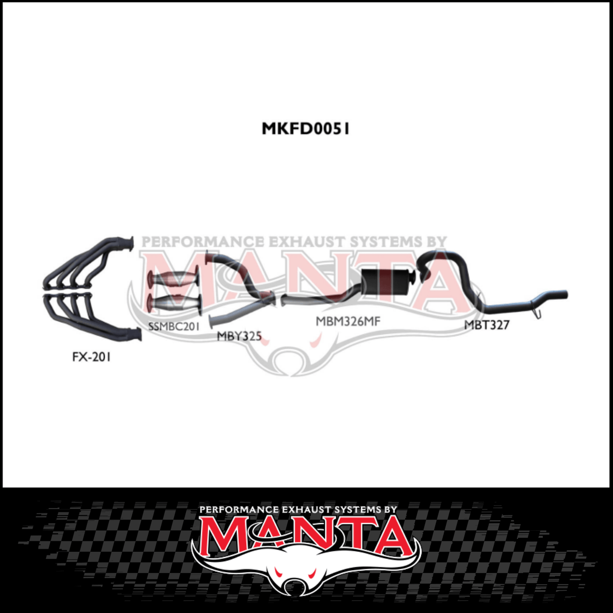 Manta Engine Back Exhaust System suits Ford Falcon AU 5.0L V8 XR8 Sedan Live Axle - Muffler/Tailpipe (MKFD0051)