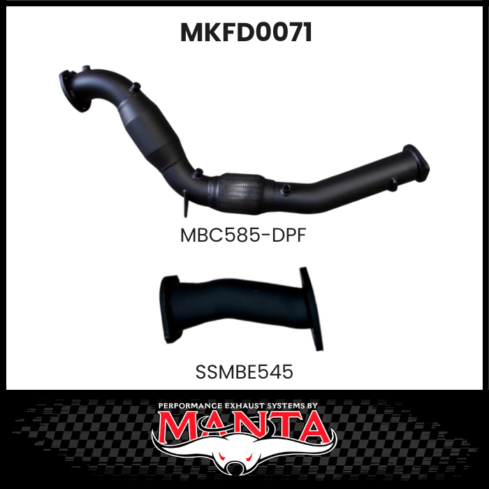 MANTA 3" DPF DELETE KIT TO BOLT TO STANDARD OEM SYSTEM FITS FORD RANGER PXII PXIII 3.2L 10/2016-2022 - WITH CAT (MKFD0071)