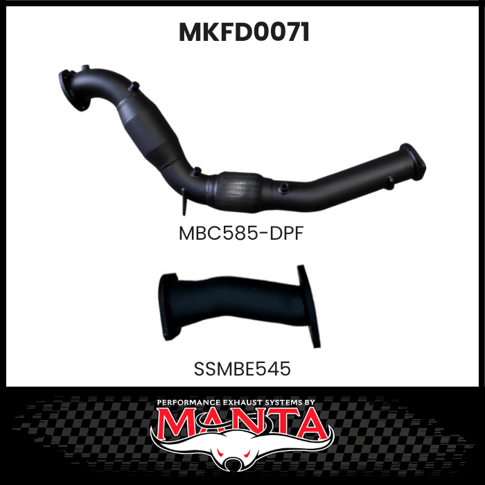 MANTA 3" DPF DELETE KIT TO BOLT TO STANDARD OEM SYSTEM FITS FORD RANGER PXII PXIII 3.2L 10/2016-2022 - WITH CAT (MKFD0071)