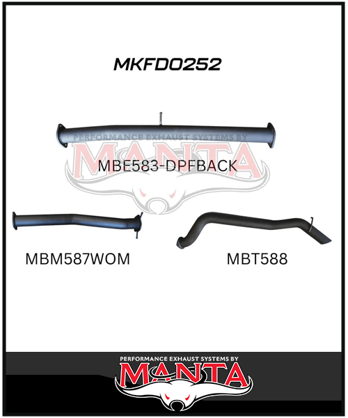 MANTA 3" DPF BACK EXHAUST SYSTEM FITS FORD RANGER PXII PXIII 3.2L 10/2016-2022