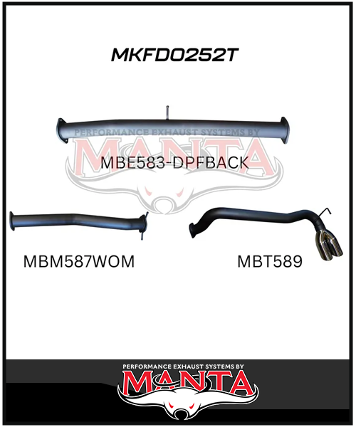 MANTA 3" DPF BACK EXHAUST SYSTEM FITS FORD RANGER PXII PXIII 3.2L 10/2016-2022