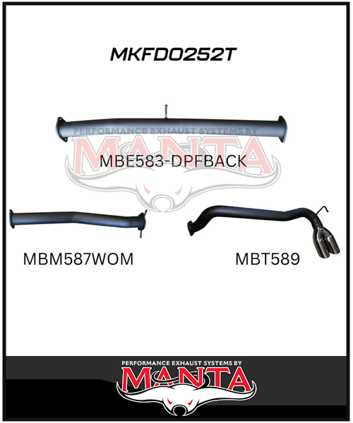 MANTA 3" DPF BACK EXHAUST SYSTEM FITS FORD RANGER PXII PXIII 3.2L 10/2016-2022