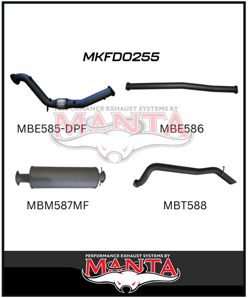 MANTA 3" TURBO BACK EXHAUST SYSTEM WITH SIDE EXIT (DPF DELETE) FITS FORD RANGER PXII PXIII 3.2L TD 10/2016-2022