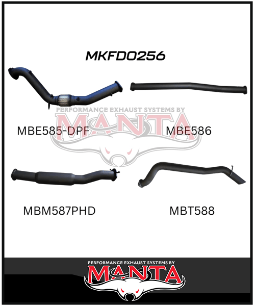 MANTA 3" TURBO BACK EXHAUST SYSTEM WITH SIDE EXIT (DPF DELETE) FITS FORD RANGER PXII PXIII 3.2L TD 10/2016-2022
