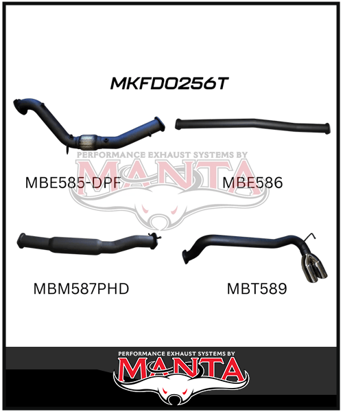 MANTA 3" TURBO BACK EXHAUST SYSTEM WITH SIDE EXIT (DPF DELETE) FITS FORD RANGER PXII PXIII 3.2L TD 10/2016-2022