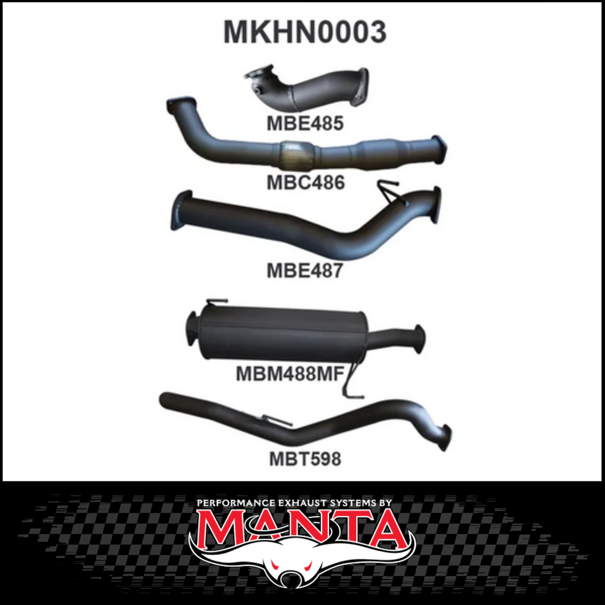 MANTA 3" TURBO BACK EXHAUST SYSTEM WITH CAT/MUFFLER FITS HOLDEN COLORADO RC 3.0L 4CYL SWB 2008-2010