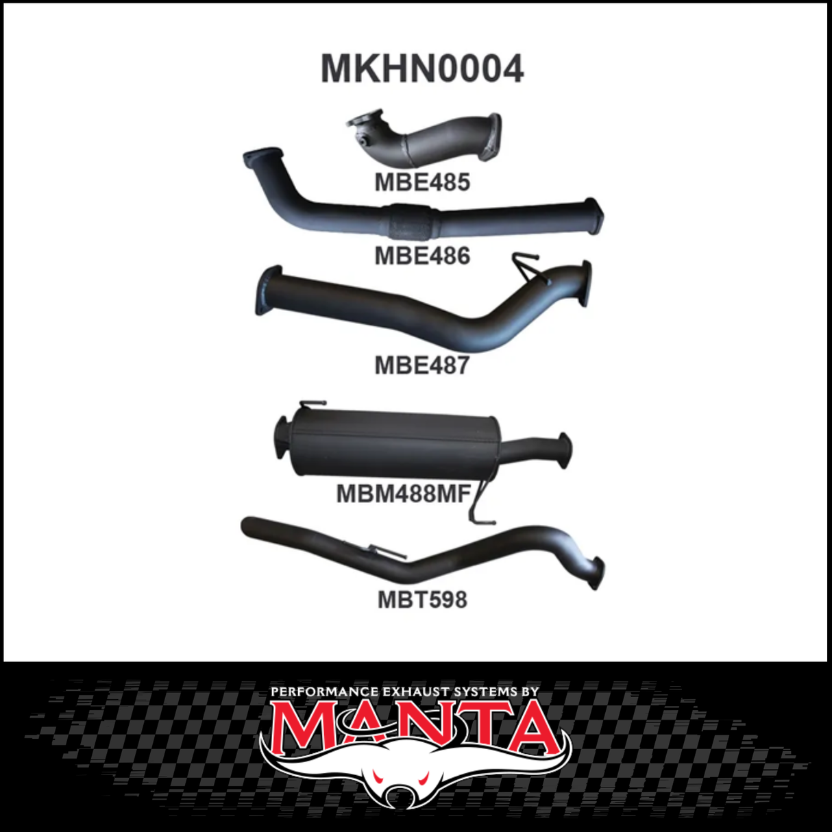 MANTA 3" TURBO BACK EXHAUST SYSTEM NO CAT/MUFFLER FITS HOLDEN COLORADO RC 3.0L 4CYL SWB 2008-2010
