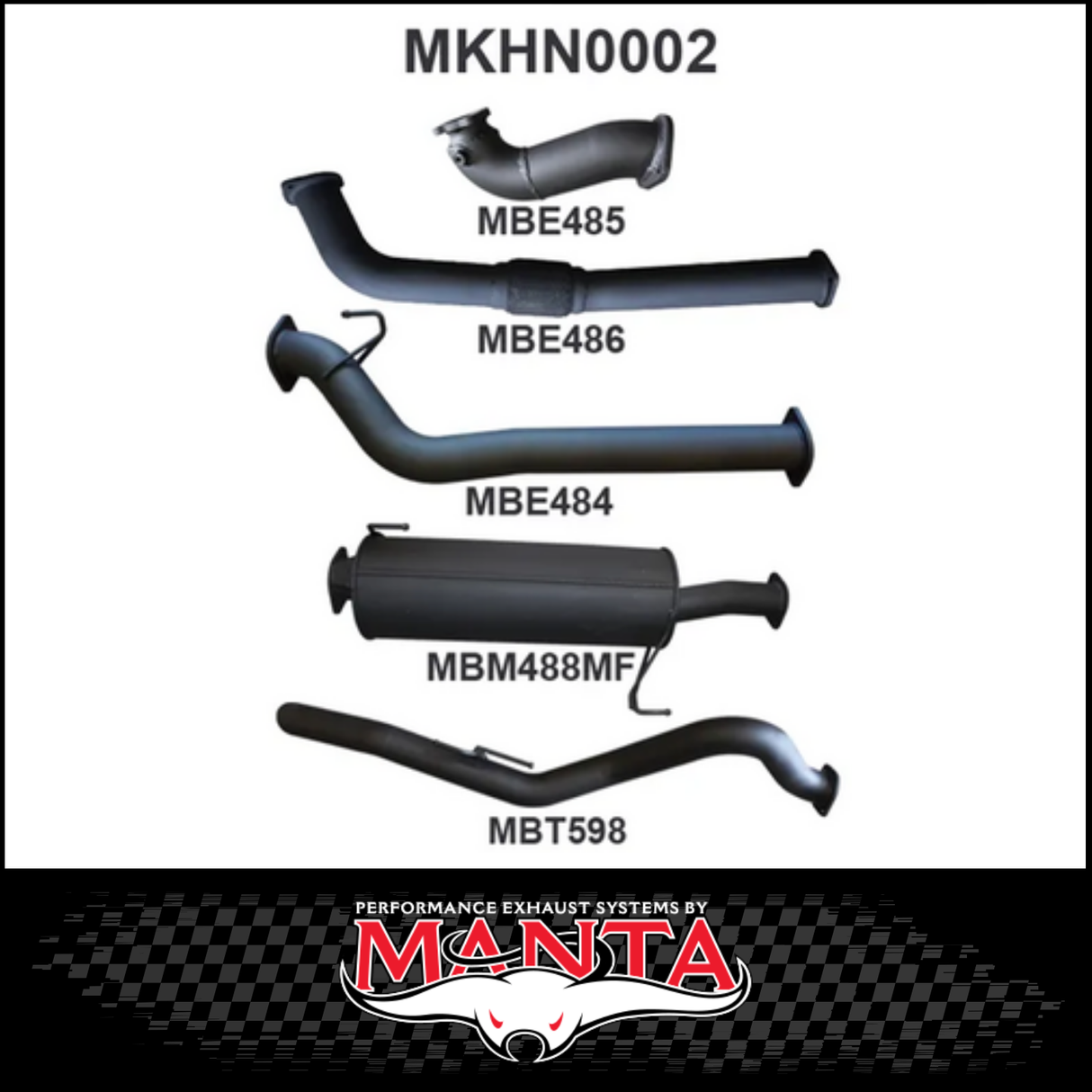 MANTA 3" TURBO BACK EXHAUST SYSTEM WITH NO CAT/MUFFLER FITS HOLDEN COLORADO RC 3.0L 4CYL LWB 2010-2012