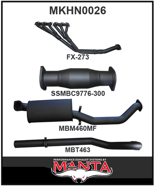 MANTA 3" STAINLESS STEEL ENGINE BACK EXHAUST SYSTEM FITS HOLDEN COMMODORE VL 3.0L 6CYL SEDAN