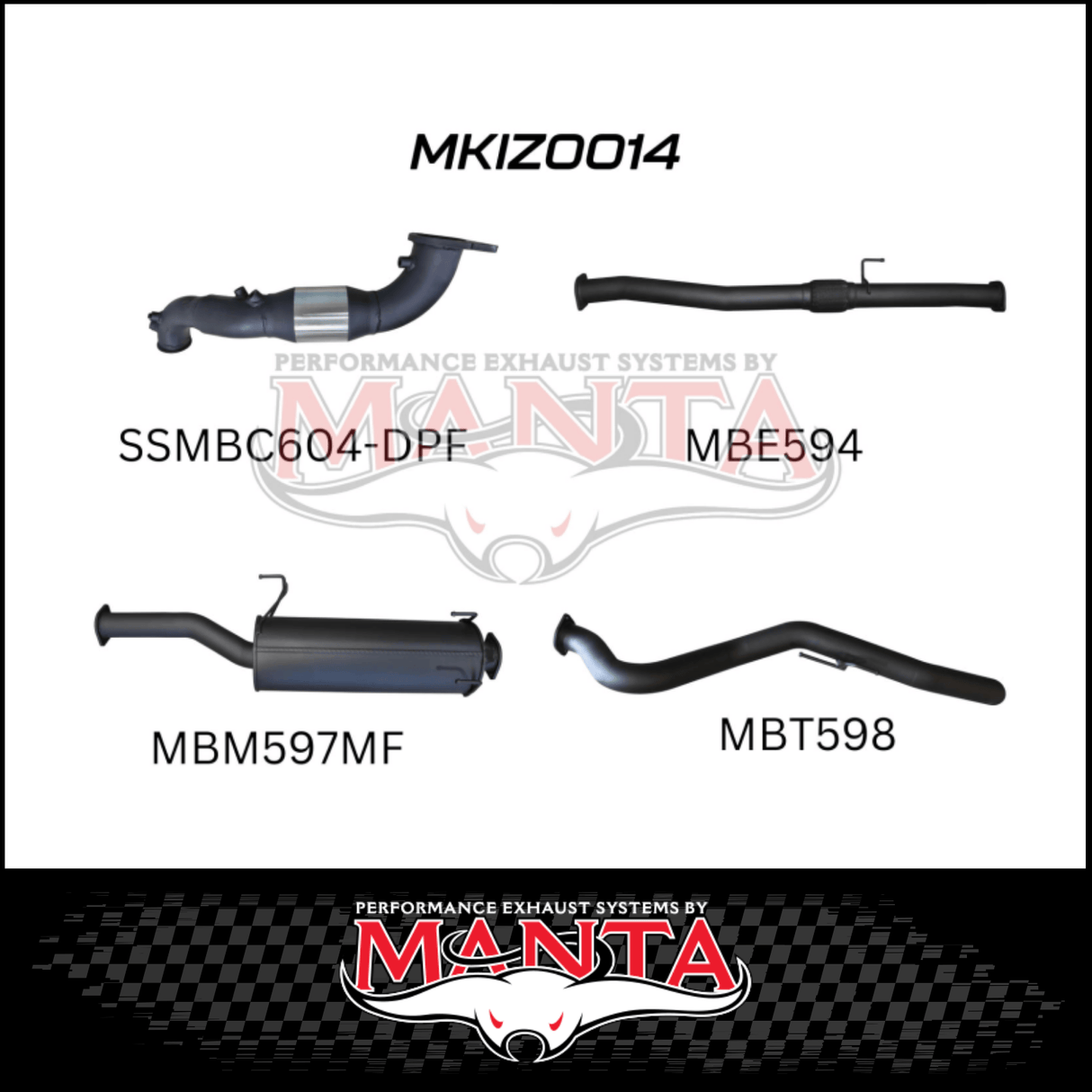 MANTA 3" TURBO BACK EXHAUST SYSTEM (DPF DELETE) FITS ISUZU D-MAX TF 3.0L TD 4CYL 2016-6/2020