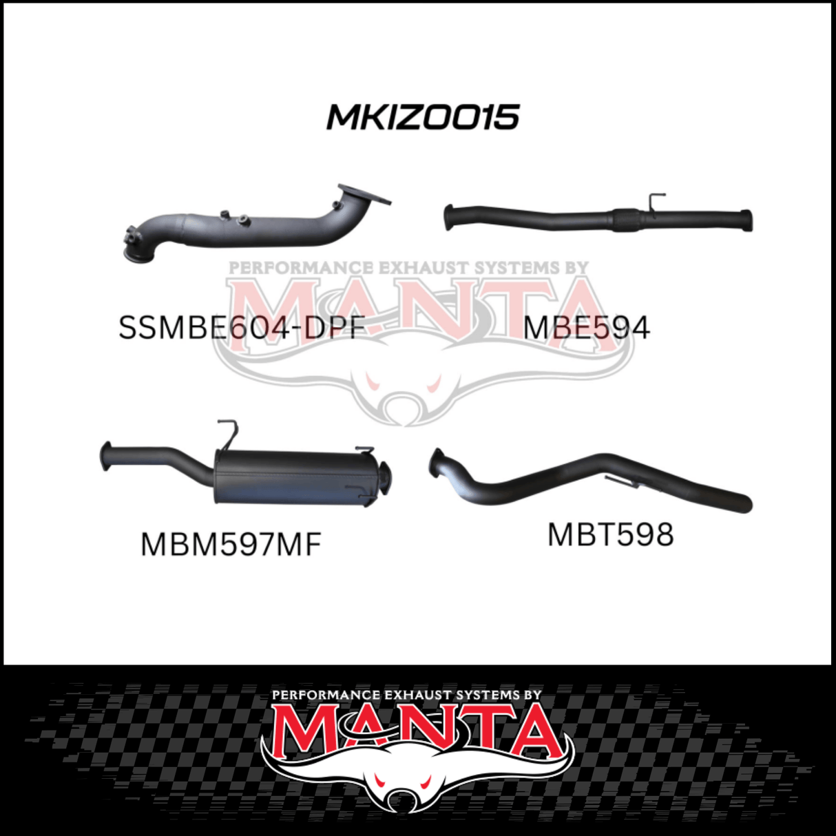 MANTA 3" TURBO BACK EXHAUST SYSTEM (DPF DELETE) FITS ISUZU D-MAX TF 3.0L TD 4CYL 2016-6/2020