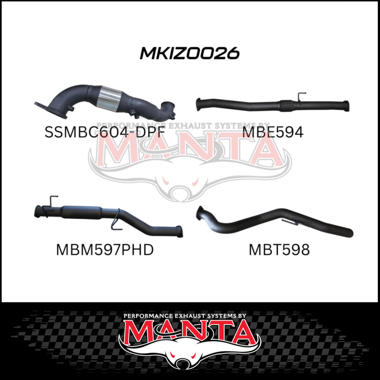 MANTA 3" TURBO BACK EXHAUST SYSTEM (DPF DELETE) FITS ISUZU D-MAX TF 3.0L TD 4CYL 2016-6/2020