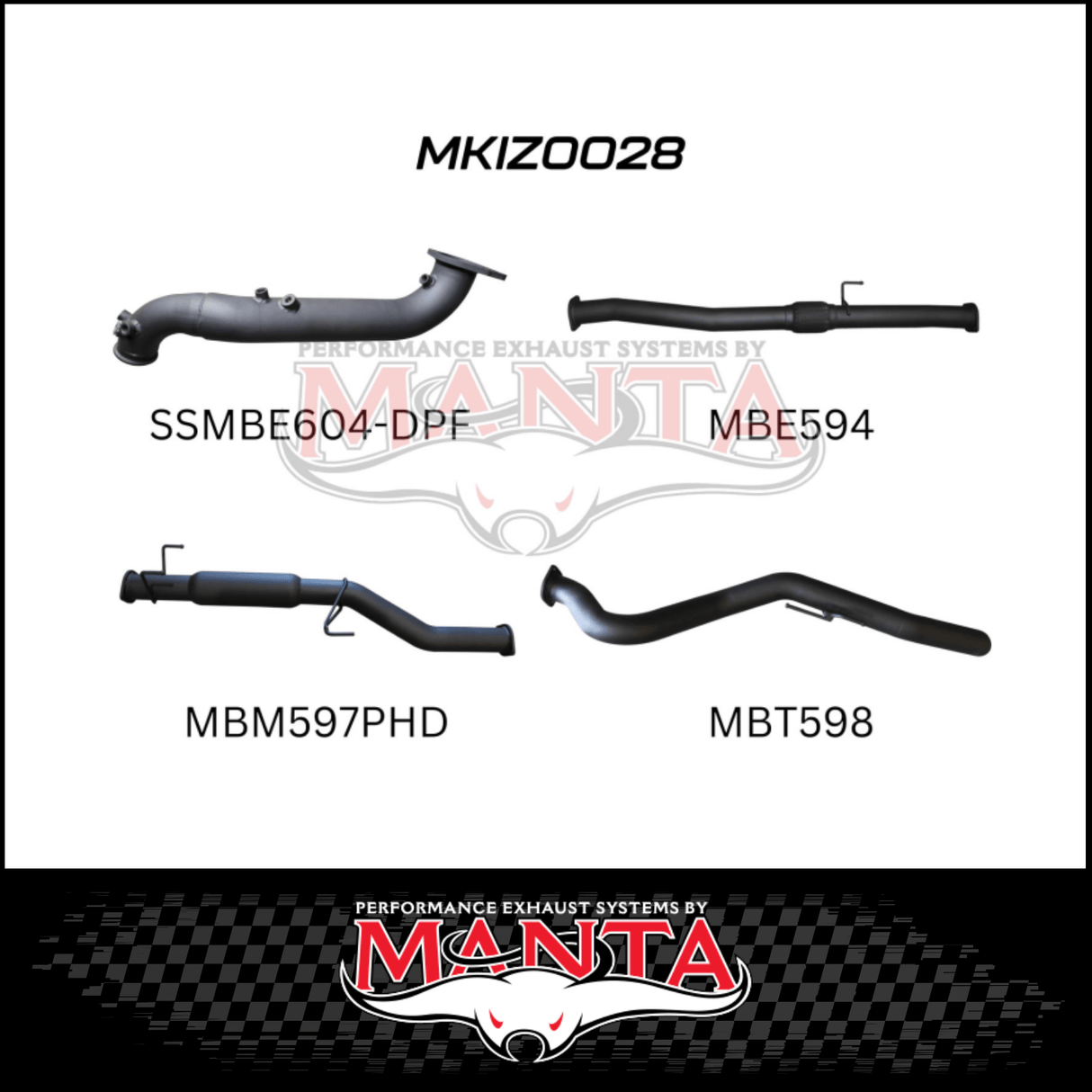 MANTA 3" TURBO BACK EXHAUST SYSTEM (DPF DELETE) FITS ISUZU D-MAX TF 3.0L TD 4CYL 2016-6/2020