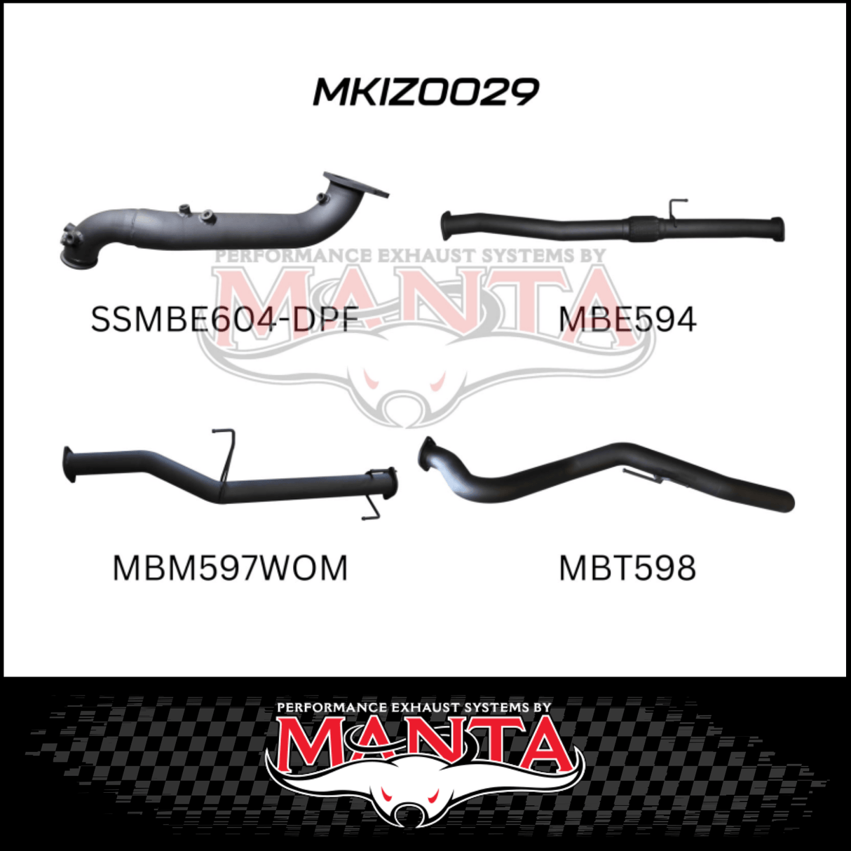 MANTA 3" TURBO BACK EXHAUST SYSTEM (DPF DELETE) FITS ISUZU D-MAX TF 3.0L TD 4CYL 2016-6/2020