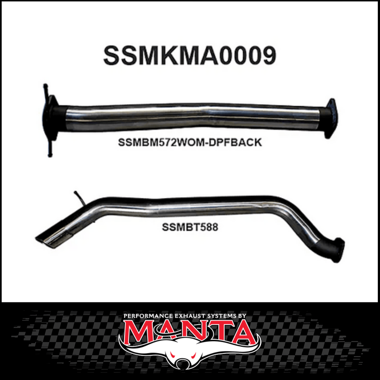 MANTA 3" DPF BACK EXHAUST SYSTEM FITS MAZDA BT-50 UR 3.2L TD 5CYL 2016-2020 - PIPE ONLY (MKMA0009)
