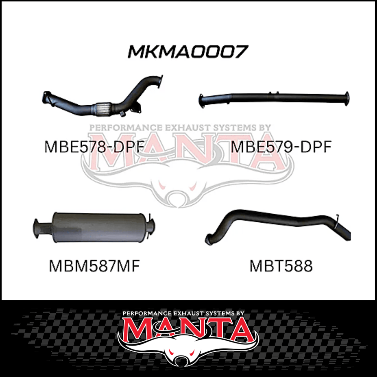 MANTA 3" TURBO BACK EXHAUST SYSTEM (DPF DELETE) FITS MAZDA BT-50 UR 3.2L TD 5CYL 2016-2020