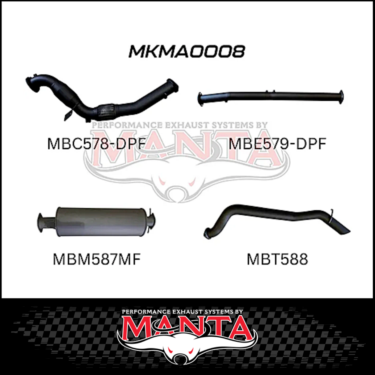 MANTA 3" TURBO BACK EXHAUST SYSTEM (DPF DELETE) FITS MAZDA BT-50 UR 3.2L TD 5CYL 2016-2020