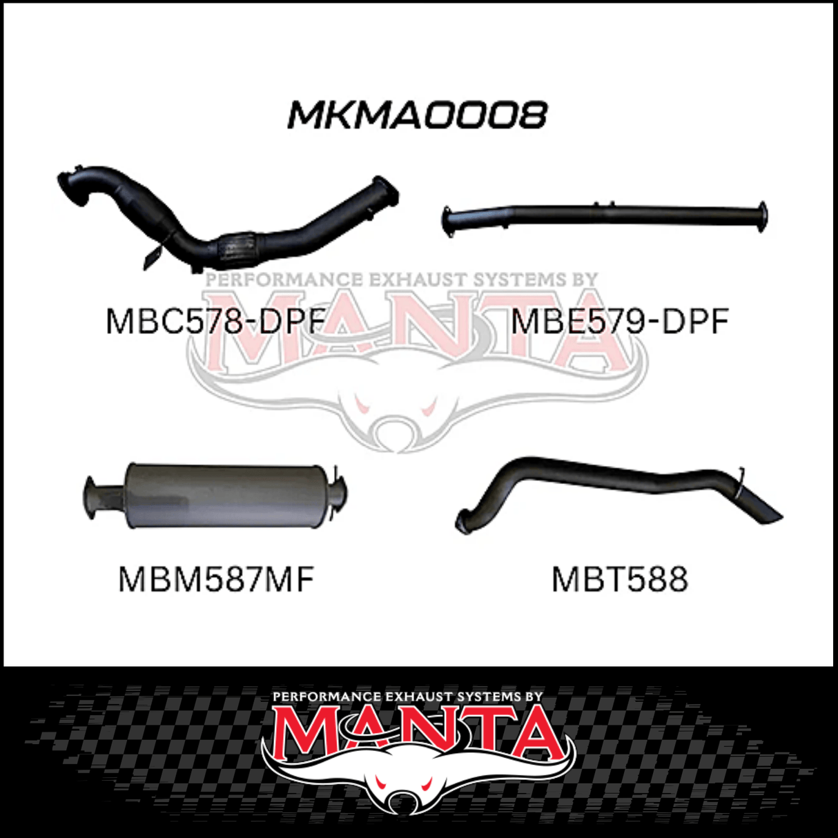 MANTA 3" TURBO BACK EXHAUST SYSTEM (DPF DELETE) FITS MAZDA BT-50 UR 3.2L TD 5CYL 2016-2020
