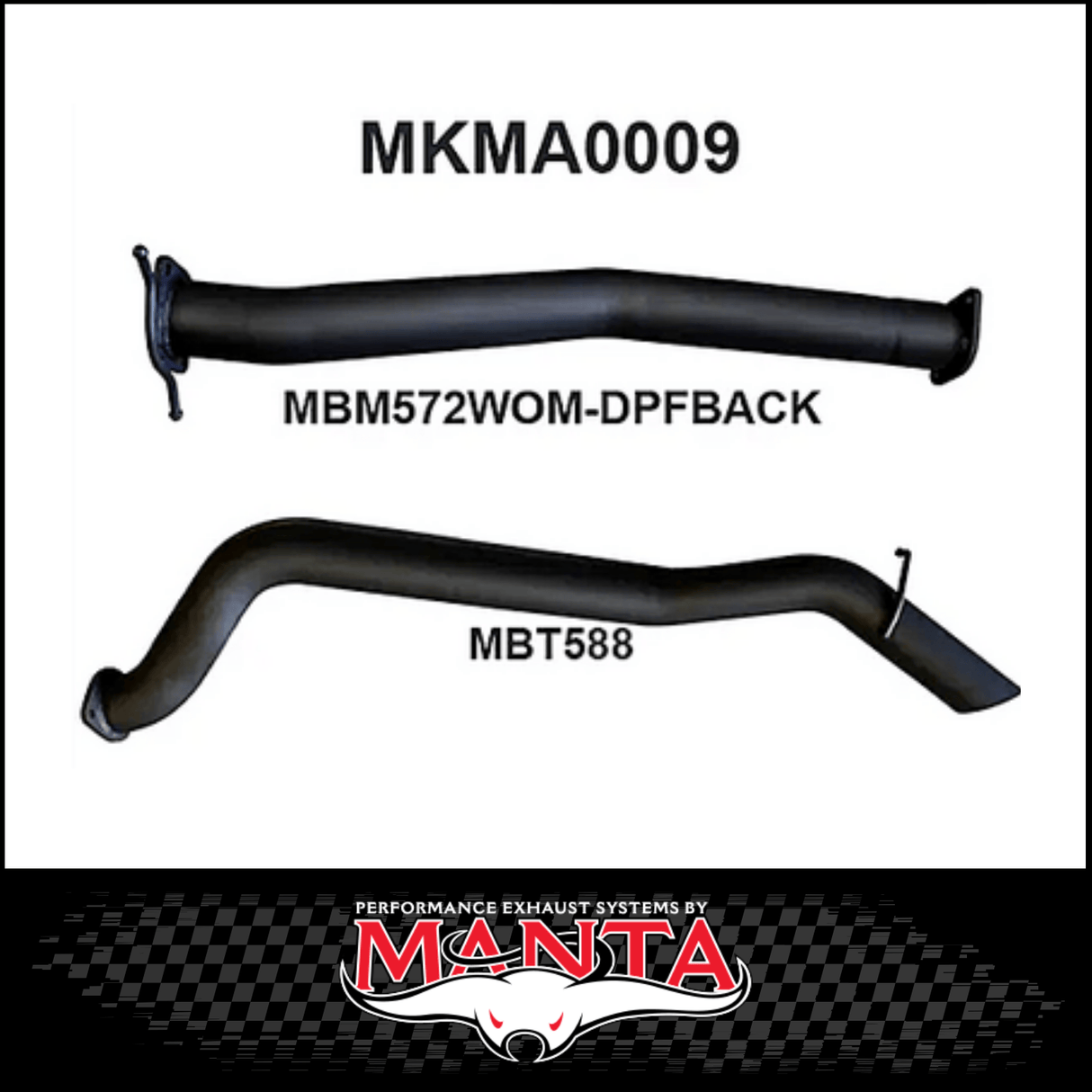 MANTA 3" DPF BACK EXHAUST SYSTEM FITS MAZDA BT-50 UR 3.2L TD 5CYL 2016-2020 - PIPE ONLY (MKMA0009)