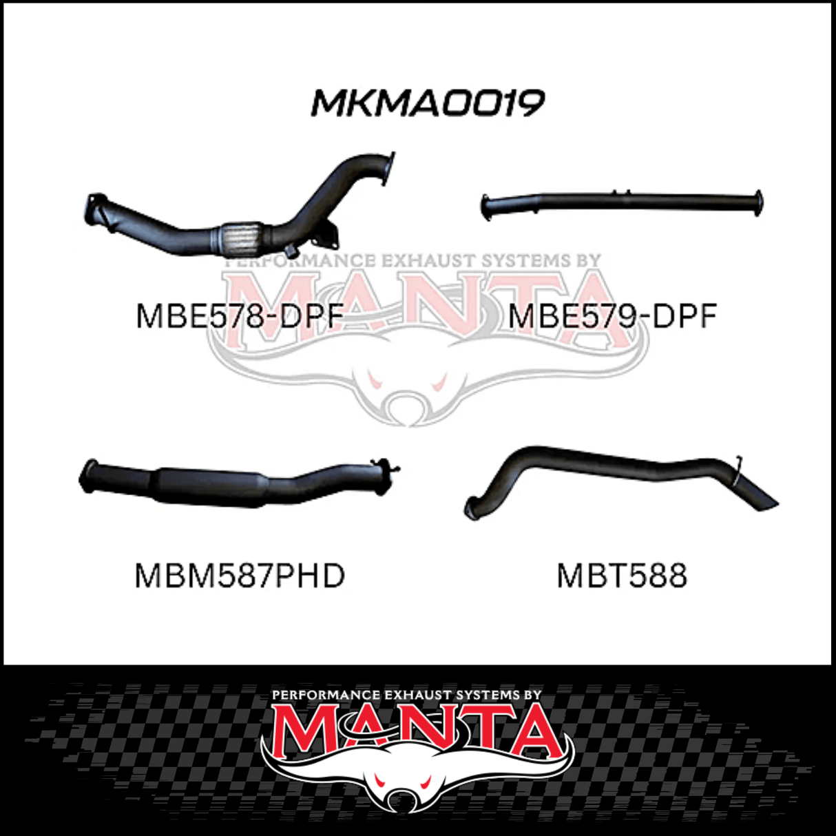 MANTA 3" TURBO BACK EXHAUST SYSTEM (DPF DELETE) FITS MAZDA BT-50 UR 3.2L TD 5CYL 2016-2020