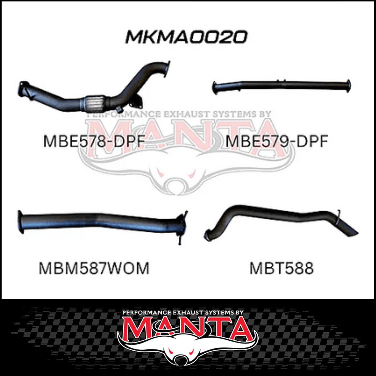 MANTA 3" TURBO BACK EXHAUST SYSTEM (DPF DELETE) FITS MAZDA BT-50 UR 3.2L TD 5CYL 2016-2020