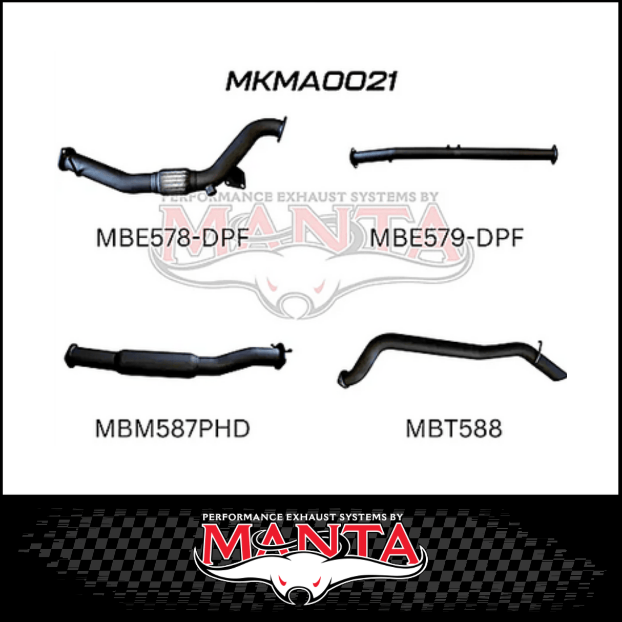 MANTA 3" TURBO BACK EXHAUST SYSTEM (DPF DELETE) FITS MAZDA BT-50 UR 3.2L TD 5CYL 2016-2020