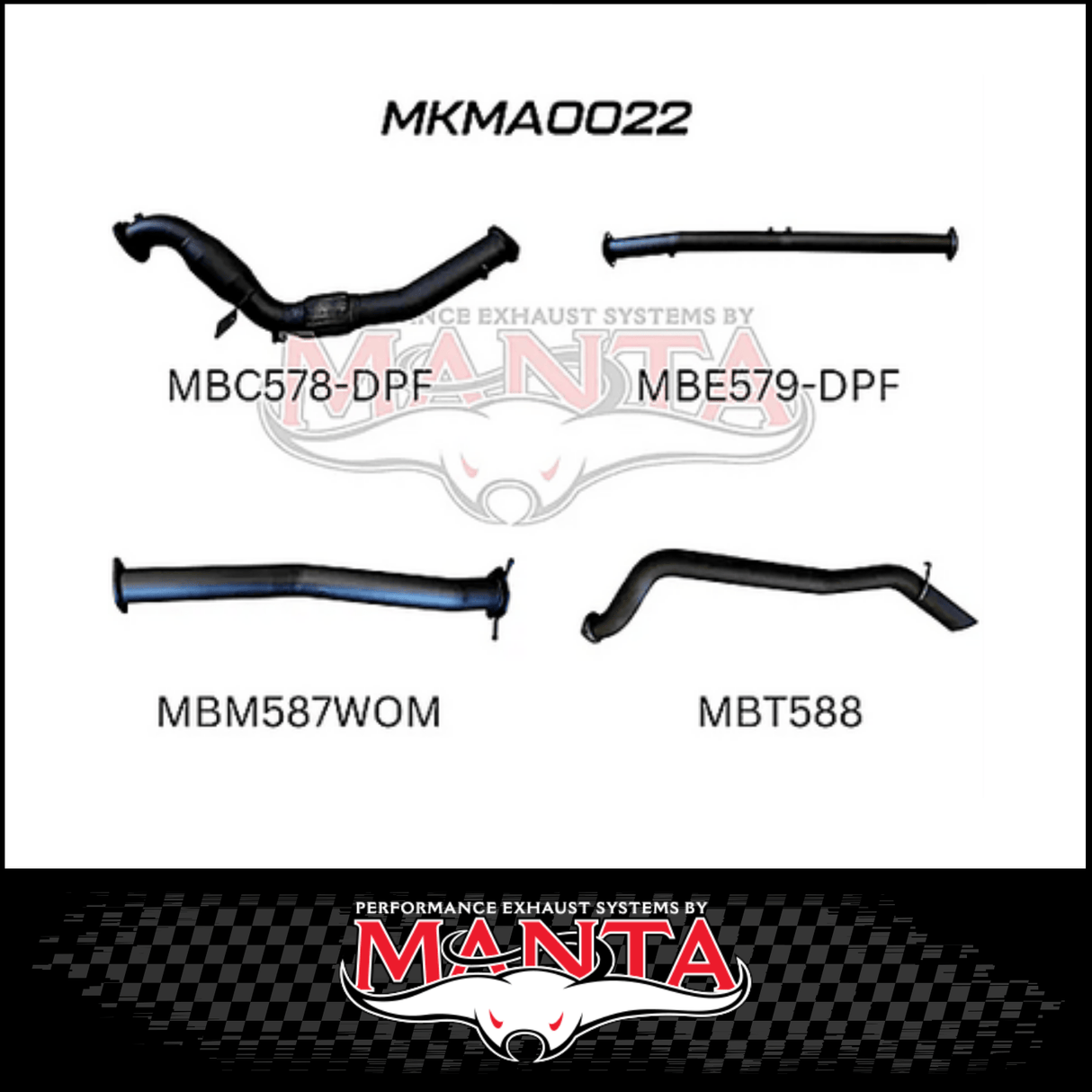 MANTA 3" TURBO BACK EXHAUST SYSTEM (DPF DELETE) FITS MAZDA BT-50 UR 3.2L TD 5CYL 2016-2020