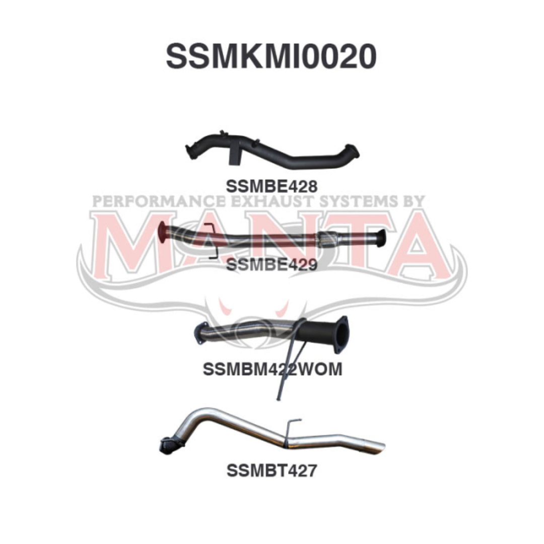 MANTA 3" TURBO BACK EXHAUST SYSTEM (DPF DELETE) FITS MITSUBISHI TRITON MQ MR 2.4L 4N15 4CYL 3/2015-12/2023