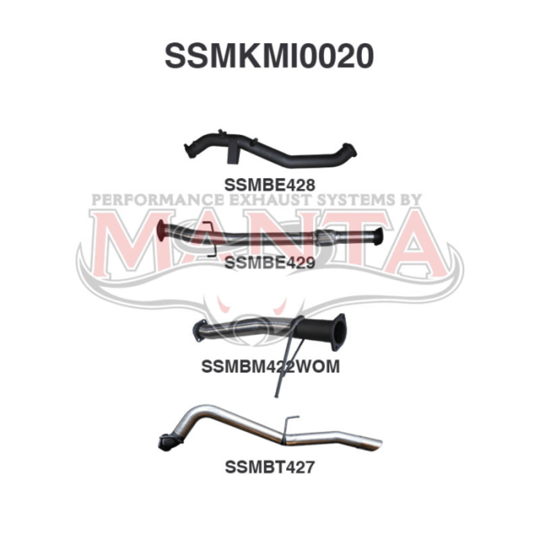 MANTA 3" TURBO BACK EXHAUST SYSTEM (DPF DELETE) FITS MITSUBISHI TRITON MQ MR 2.4L 4N15 4CYL 3/2015-12/2023