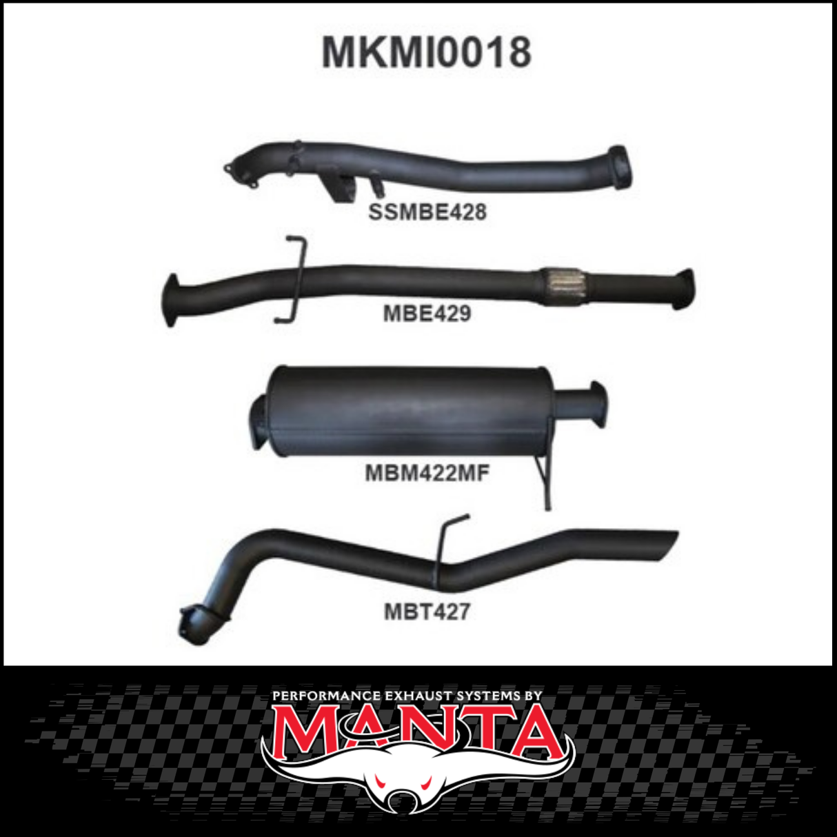 MANTA 3" STAINLESS STEEL TURBO BACK EXHAUST SYSTEM (DPF DELETE) FITS MITSUBISHI TRITON MQ MR 2.4L 4N15 3/2015-12/2023