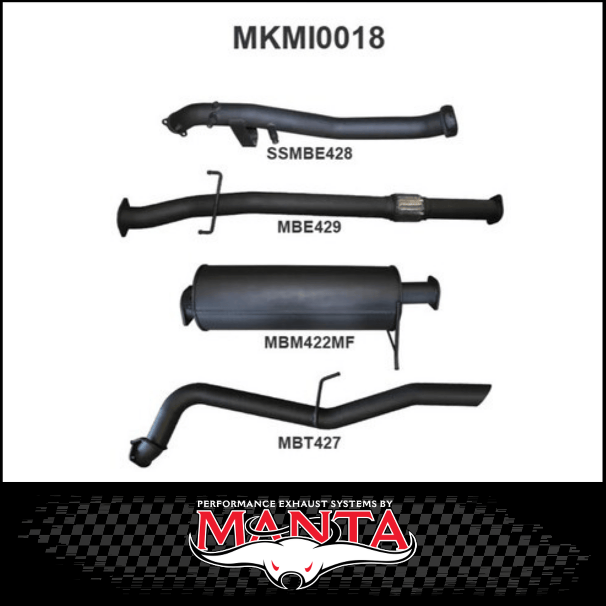 MANTA 3" STAINLESS STEEL TURBO BACK EXHAUST SYSTEM (DPF DELETE) FITS MITSUBISHI TRITON MQ MR 2.4L 4N15 3/2015-12/2023