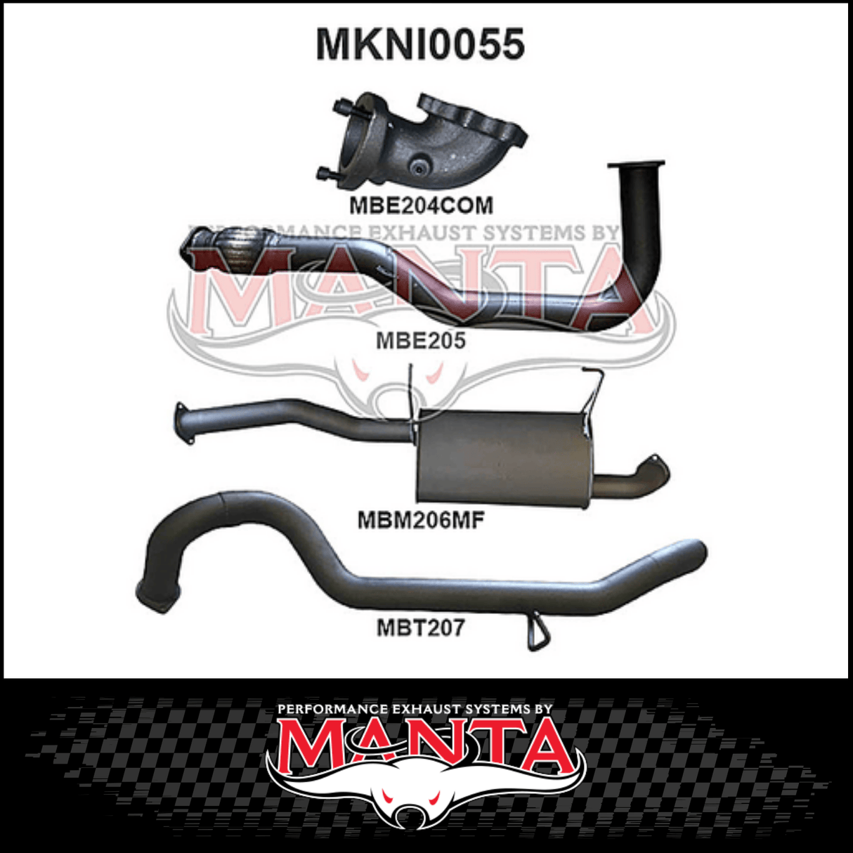 MANTA 3" TURBO BACK EXHAUST SYSTEM WITH CENTRE MUFFLER FITS NISSAN PATROL GU Y61 4.2L TD WAGON 5/1998-3/2007 (MKNI0055)