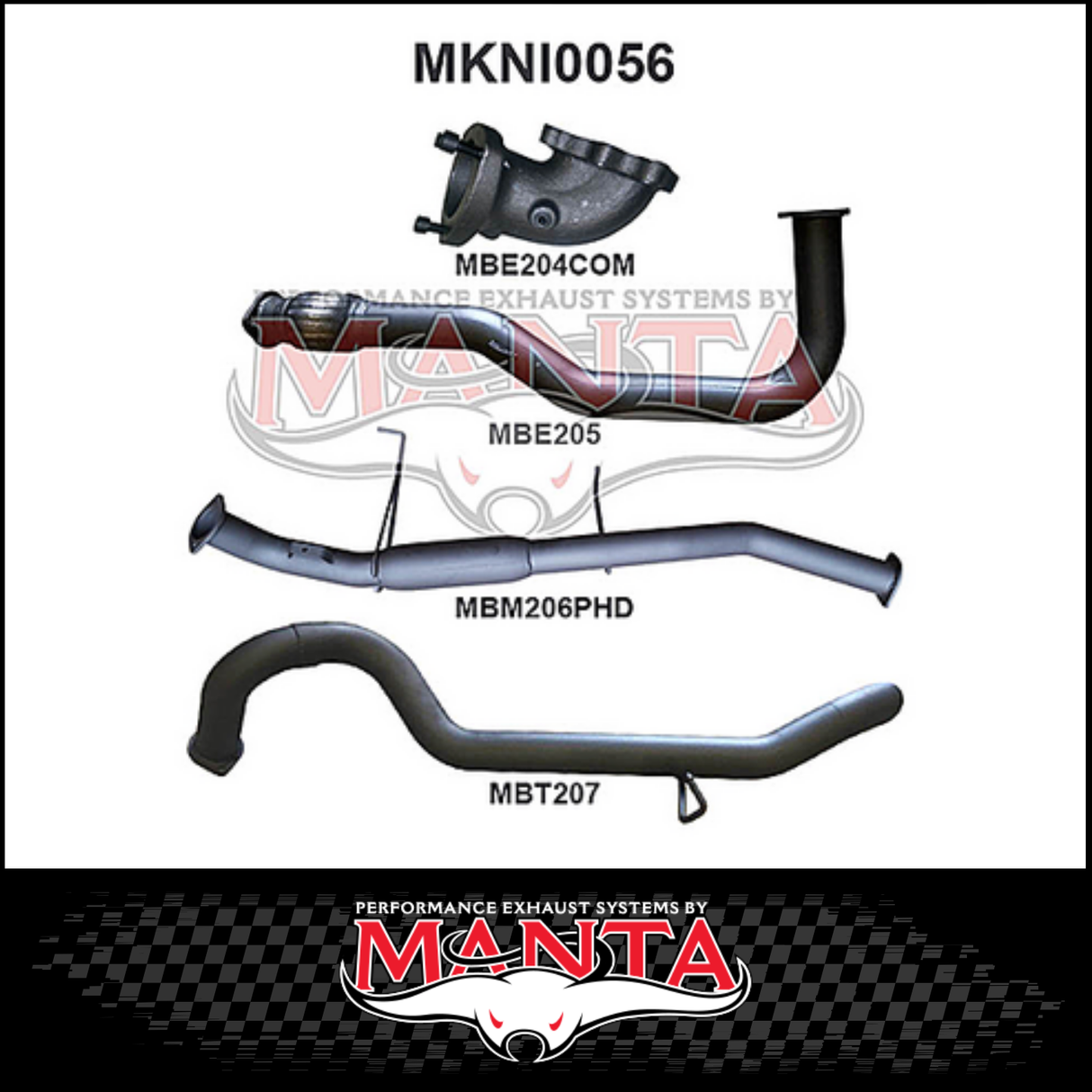 MANTA 3" TURBO BACK EXHAUST SYSTEM WITH CENTRE HOTDOG FITS NISSAN PATROL GU Y61 4.2L TD WAGON 5/1998-3/2007 (MKNI0056)