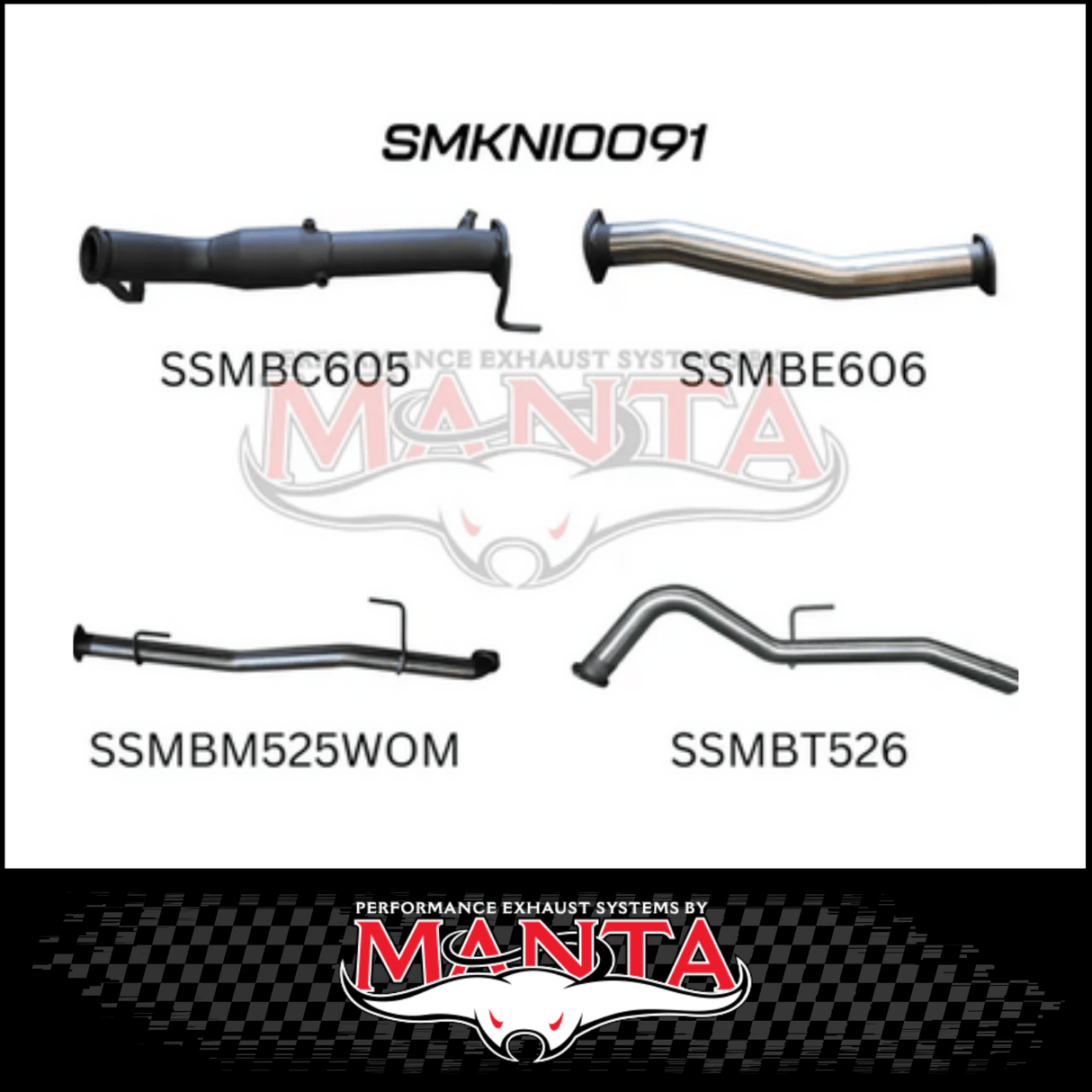 MANTA 3" TURBO BACK EXHAUST WITH CAT/NO MUFFLER FITS NISSAN NAVARA D23 NP300 2.3L TD 4CYL 2015-ON (MKNI0091)