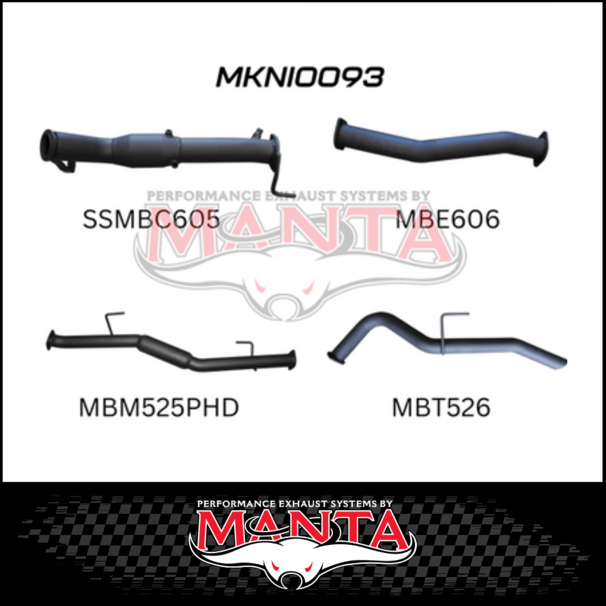 MANTA 3" TURBO BACK EXHAUST WITH CAT/HOTDOG FITS NISSAN NAVARA D23 NP300 2.3L TD 4CYL 2015-ON (MKNI0093)
