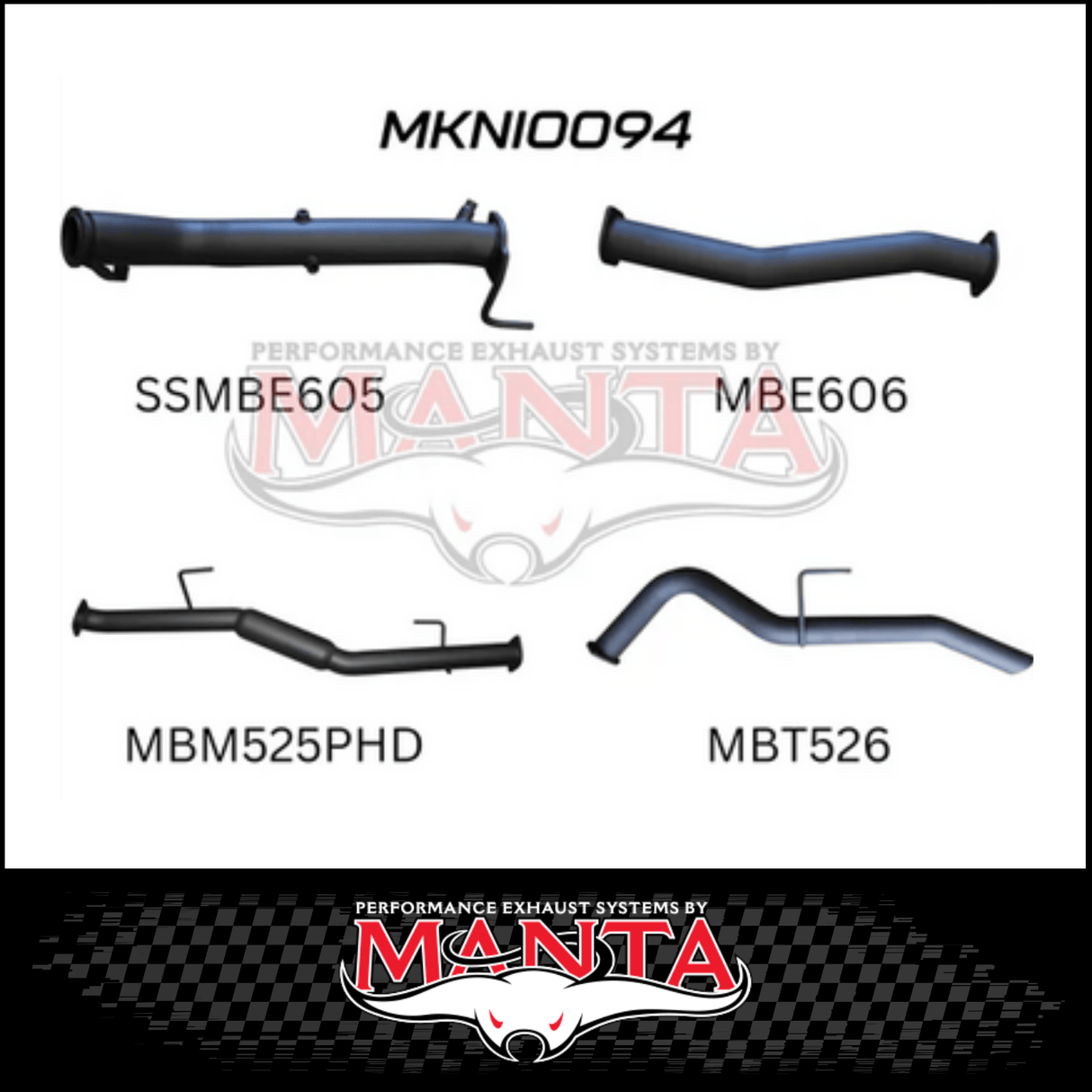 MANTA 3" TURBO BACK EXHAUST WITH NO CAT/HOTDOG FITS NISSAN NAVARA D23 NP300 2.3L TD 4CYL 2015-ON (MKNI0094)